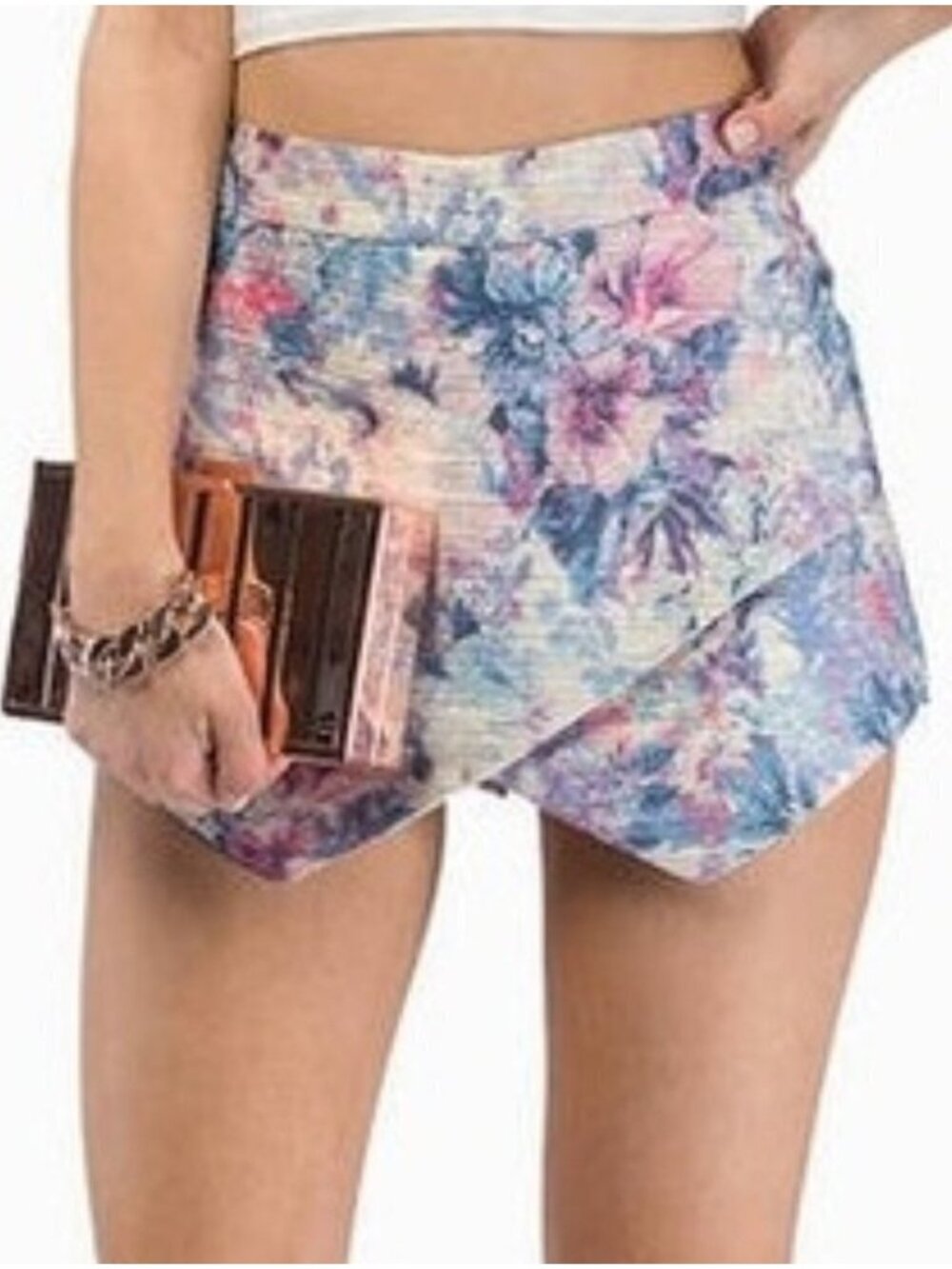 Mustard Seed Floral Watercolor Gold Shorts Skort